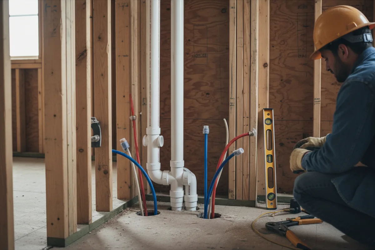 Drain and supply rough-in during Sump Pump Repair in Carlsbad
